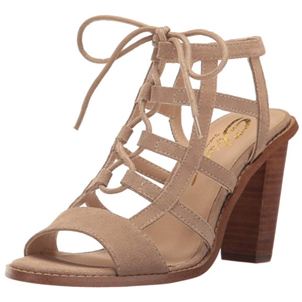 Sbicca taupe laced cage sandals …